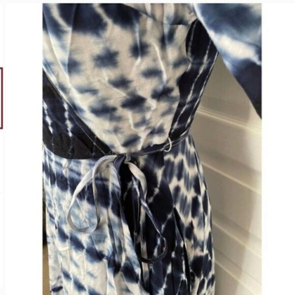 Line & Dot Maxi Dress Womens Size Small Bonheur French Tie Dye  Blue Boho Artsy - Picture 13 of 16